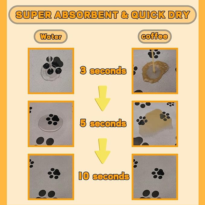 18"×30" Dog Food Mat-Absorbent Dog Mat for Food and Water, No Stains Quick Dry Cat Dog Food Bowl Mat Non Skid Dog Feeding Mat with Footprints for Messy Drinkers,Dark Grey