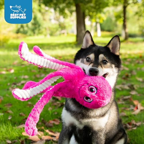 Best Pet Supplies Interactive Bunny Buddy Dog Toy with Crinkle and Squeaky Enrichment for Small and Medium Breed Puppies or Dogs, Cute and Plush - Bunny (Beige)