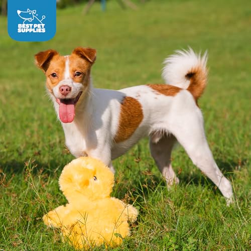 Best Pet Supplies Interactive Bunny Buddy Dog Toy with Crinkle and Squeaky Enrichment for Small and Medium Breed Puppies or Dogs, Cute and Plush - Bunny (Beige)