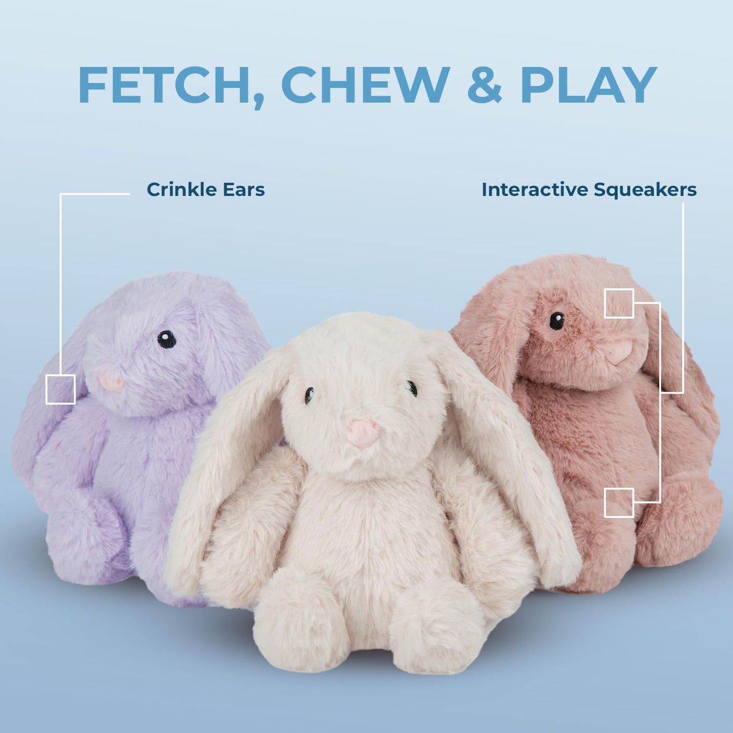 Best Pet Supplies Interactive Bunny Buddy Dog Toy with Crinkle and Squeaky Enrichment for Small and Medium Breed Puppies or Dogs, Cute and Plush - Bunny (Beige)