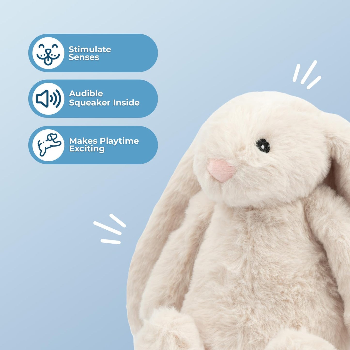 Best Pet Supplies Interactive Bunny Buddy Dog Toy with Crinkle and Squeaky Enrichment for Small and Medium Breed Puppies or Dogs, Cute and Plush - Bunny (Beige)