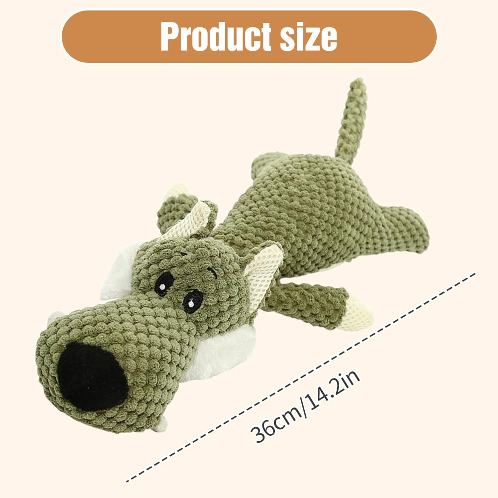 Dog Plush Toys for Aggressive Chewers, 2024 New Dog Toys Indestructible Dog Squeaky Toys Dog Puppy Chew Toys, Durable Chew Toys Dog Plush Toy to Keep Them Busy (Green Wolf)