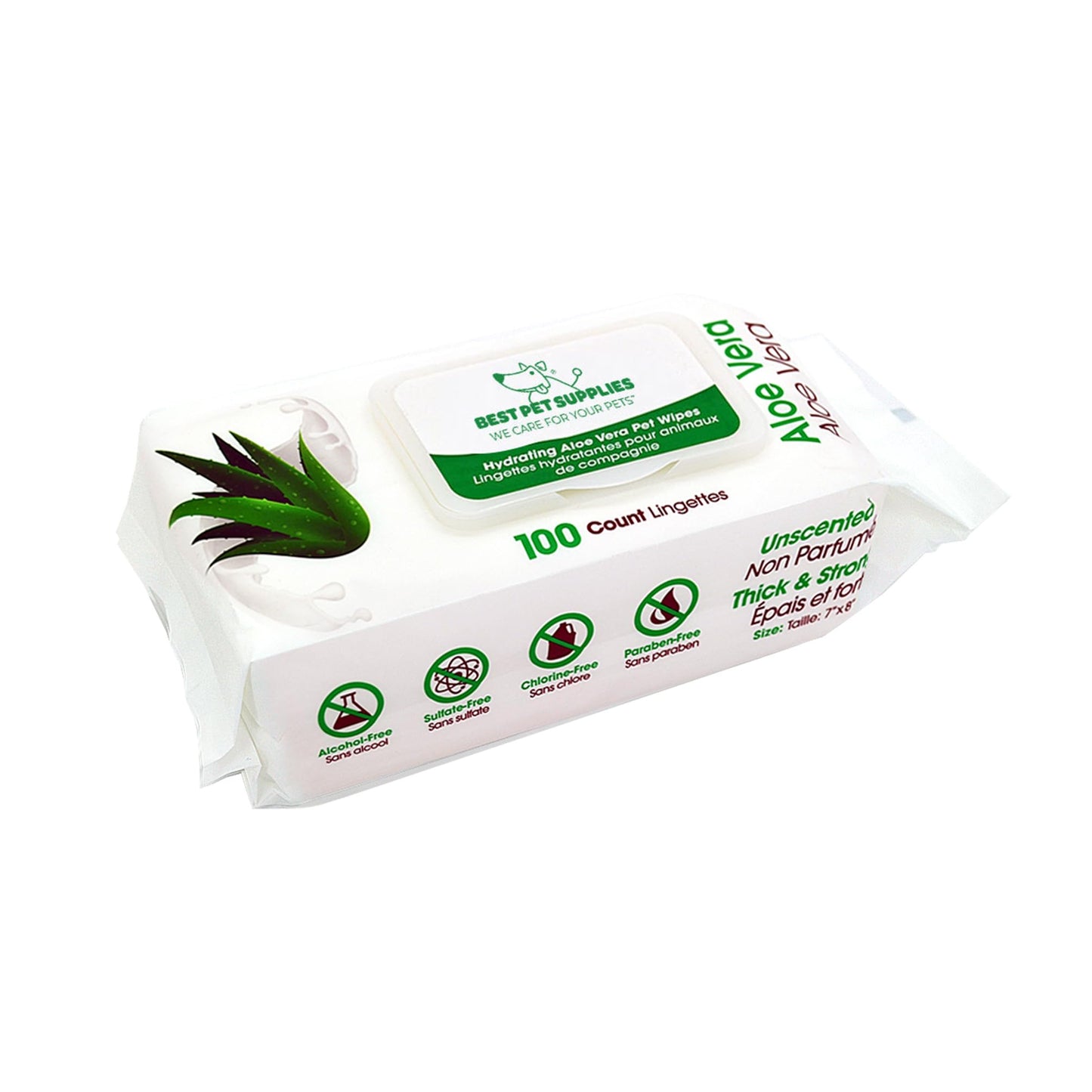 Best Pet Supplies 8" x 9" Pet Grooming Wipes for Dogs & Cats, 100 Pack, Plant-Based Deodorizer for Coats & Dry, Itchy, or Sensitive Skin, Clean Ears, Paws, & Butt - Calming Lavender