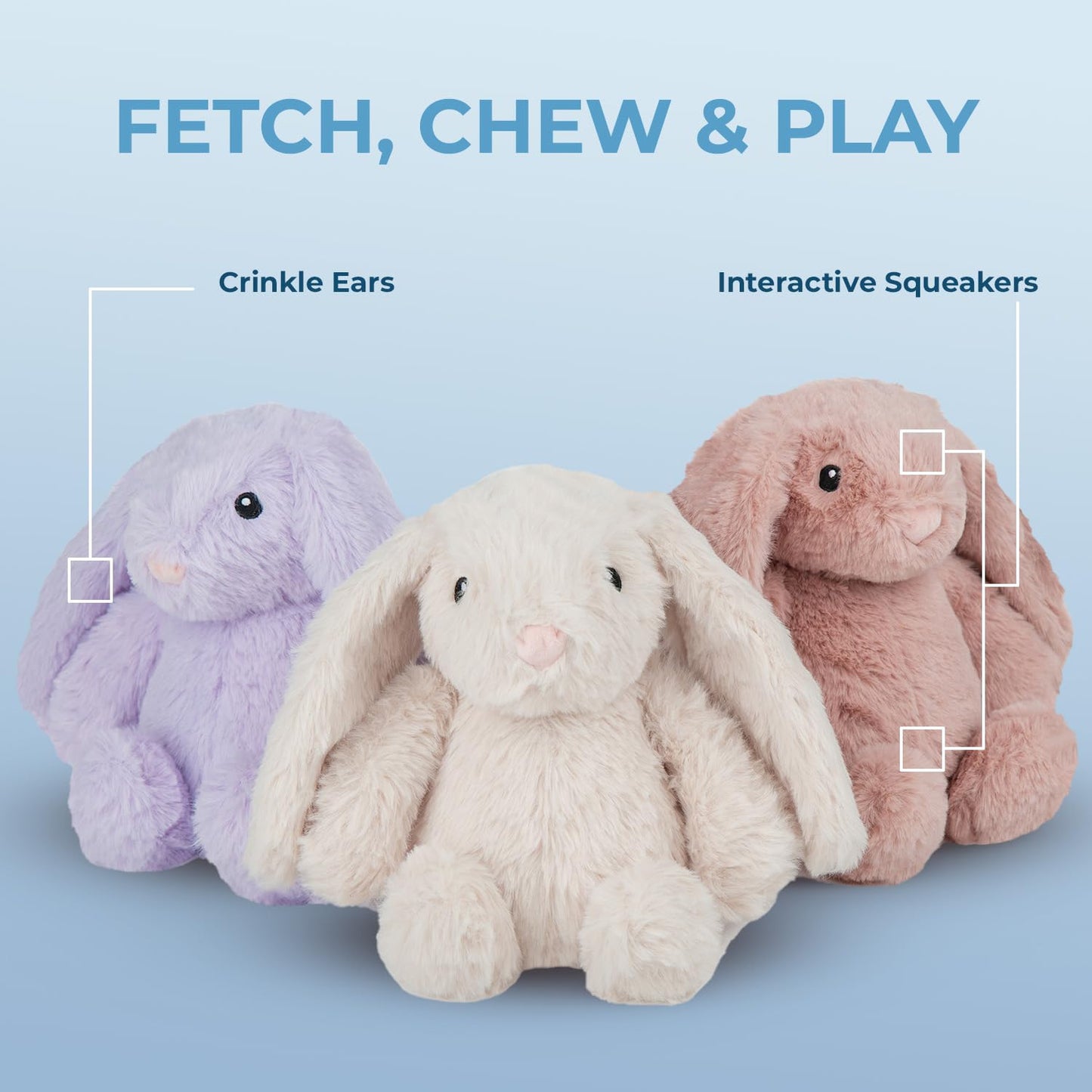 Best Pet Supplies Interactive Bunny Buddy Dog Toy with Crinkle and Squeaky Enrichment for Small and Medium Breed Puppies or Dogs, Cute and Plush - Bunny (Beige)