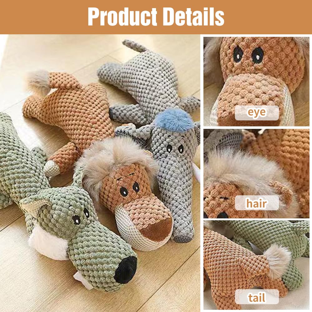 Dog Plush Toys for Aggressive Chewers, 2024 New Dog Toys Indestructible Dog Squeaky Toys Dog Puppy Chew Toys, Durable Chew Toys Dog Plush Toy to Keep Them Busy (Green Wolf)
