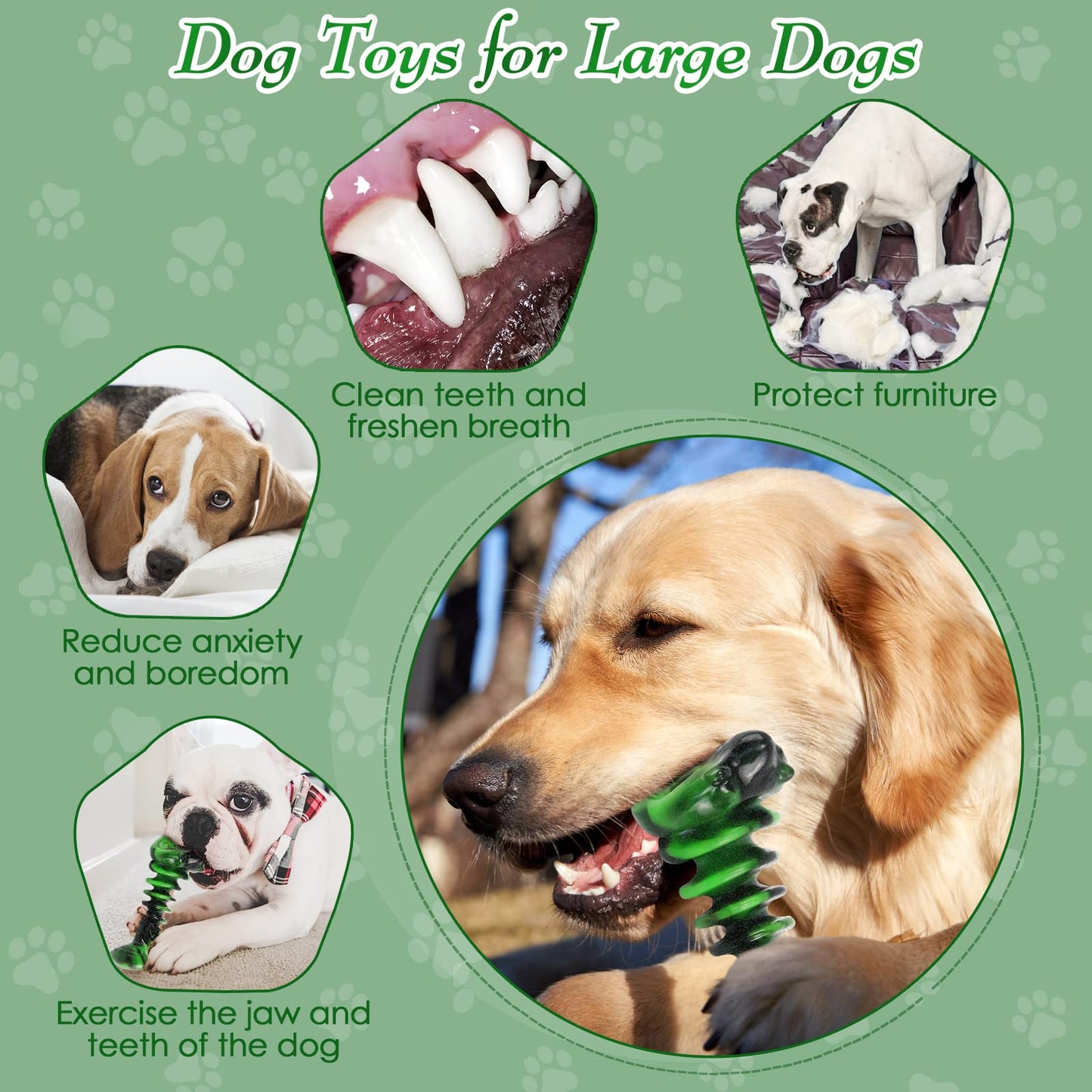 Dog Toys for Aggresive Chewers:Dog Toys for Large Dogs - Tough Dog Chew Toys - Indestructible Dog Toys for All Breed Sizes to Keep Them Busy