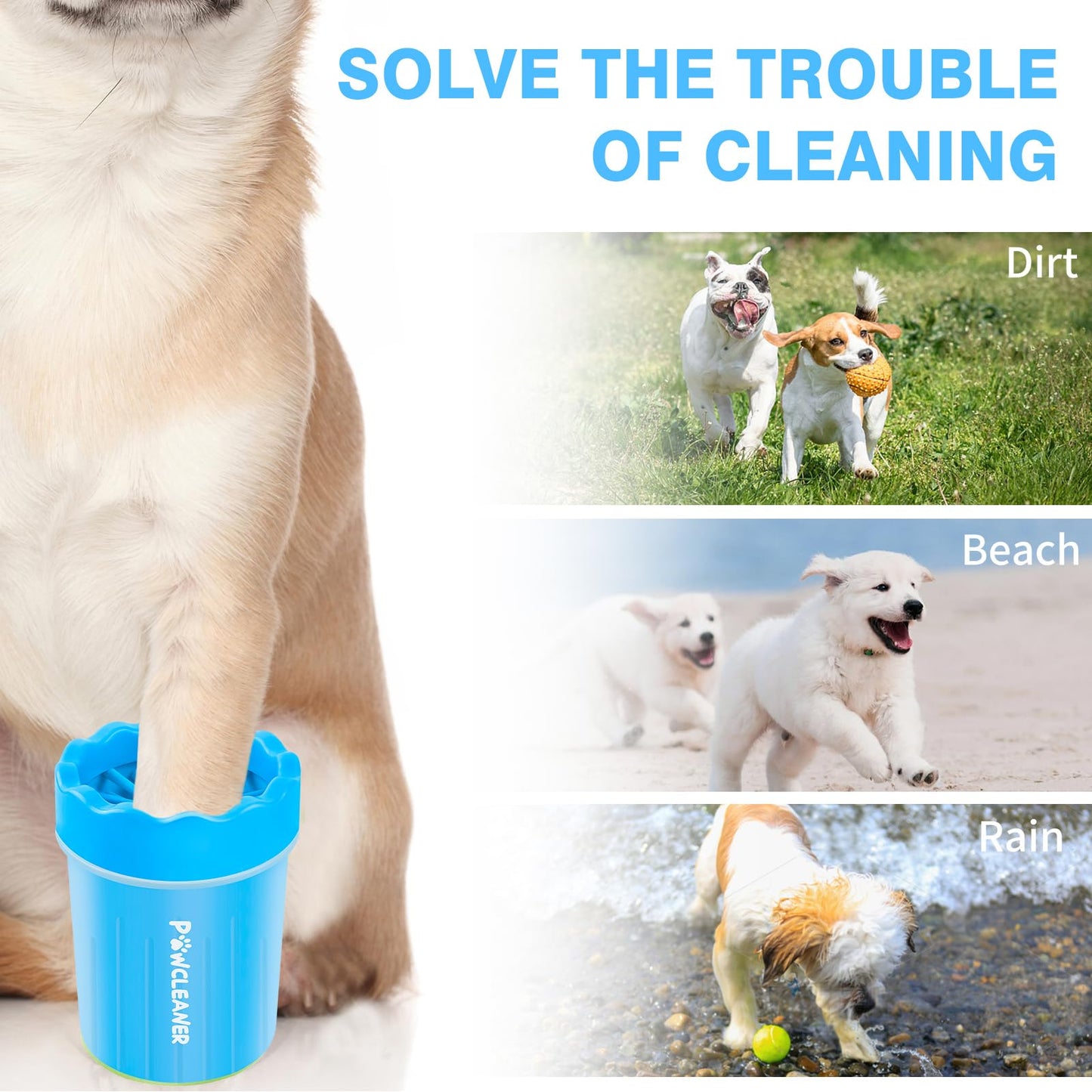 Dog Paw Cleaner, Washer, Buddy Muddy Pet Foot Cleaner for Small Medium Large Breed Dogs/Cats (with 3 absorbent towel)