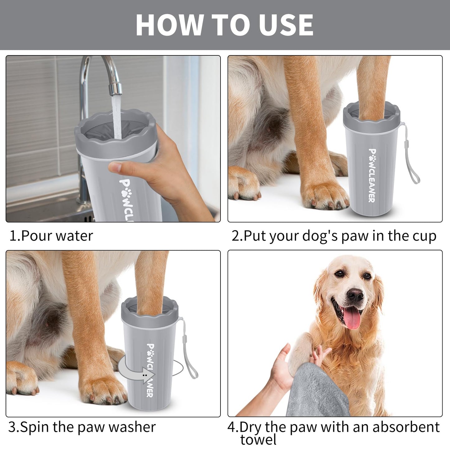 Dog Paw Cleaner, Washer, Buddy Muddy Pet Foot Cleaner for Small Medium Large Breed Dogs/Cats (with 3 absorbent towel)