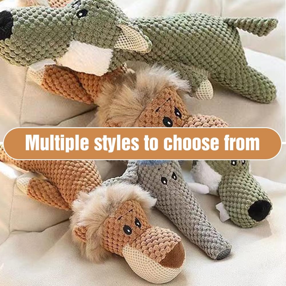 Dog Plush Toys for Aggressive Chewers, 2024 New Dog Toys Indestructible Dog Squeaky Toys Dog Puppy Chew Toys, Durable Chew Toys Dog Plush Toy to Keep Them Busy (Green Wolf)