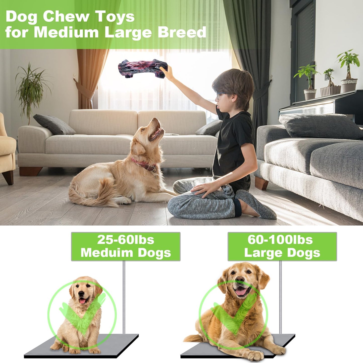 Dog Toys for Aggresive Chewers:Dog Toys for Large Dogs - Tough Dog Chew Toys - Indestructible Dog Toys for All Breed Sizes to Keep Them Busy