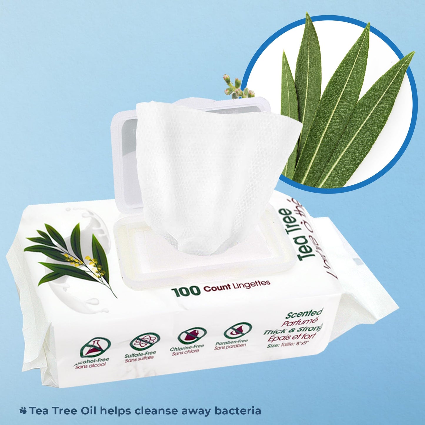 Best Pet Supplies 8" x 9" Pet Grooming Wipes for Dogs & Cats, 100 Pack, Plant-Based Deodorizer for Coats & Dry, Itchy, or Sensitive Skin, Clean Ears, Paws, & Butt - Calming Lavender