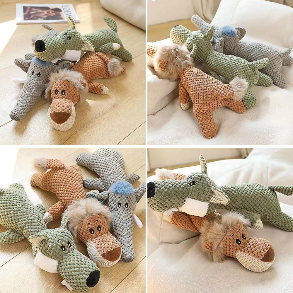 Dog Plush Toys for Aggressive Chewers, 2024 New Dog Toys Indestructible Dog Squeaky Toys Dog Puppy Chew Toys, Durable Chew Toys Dog Plush Toy to Keep Them Busy (Green Wolf)