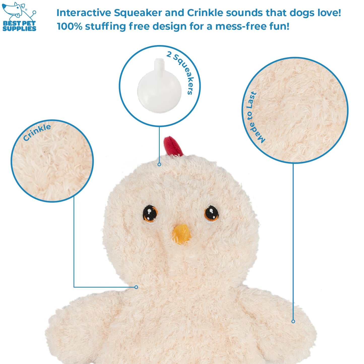 Best Pet Supplies Interactive Bunny Buddy Dog Toy with Crinkle and Squeaky Enrichment for Small and Medium Breed Puppies or Dogs, Cute and Plush - Bunny (Beige)