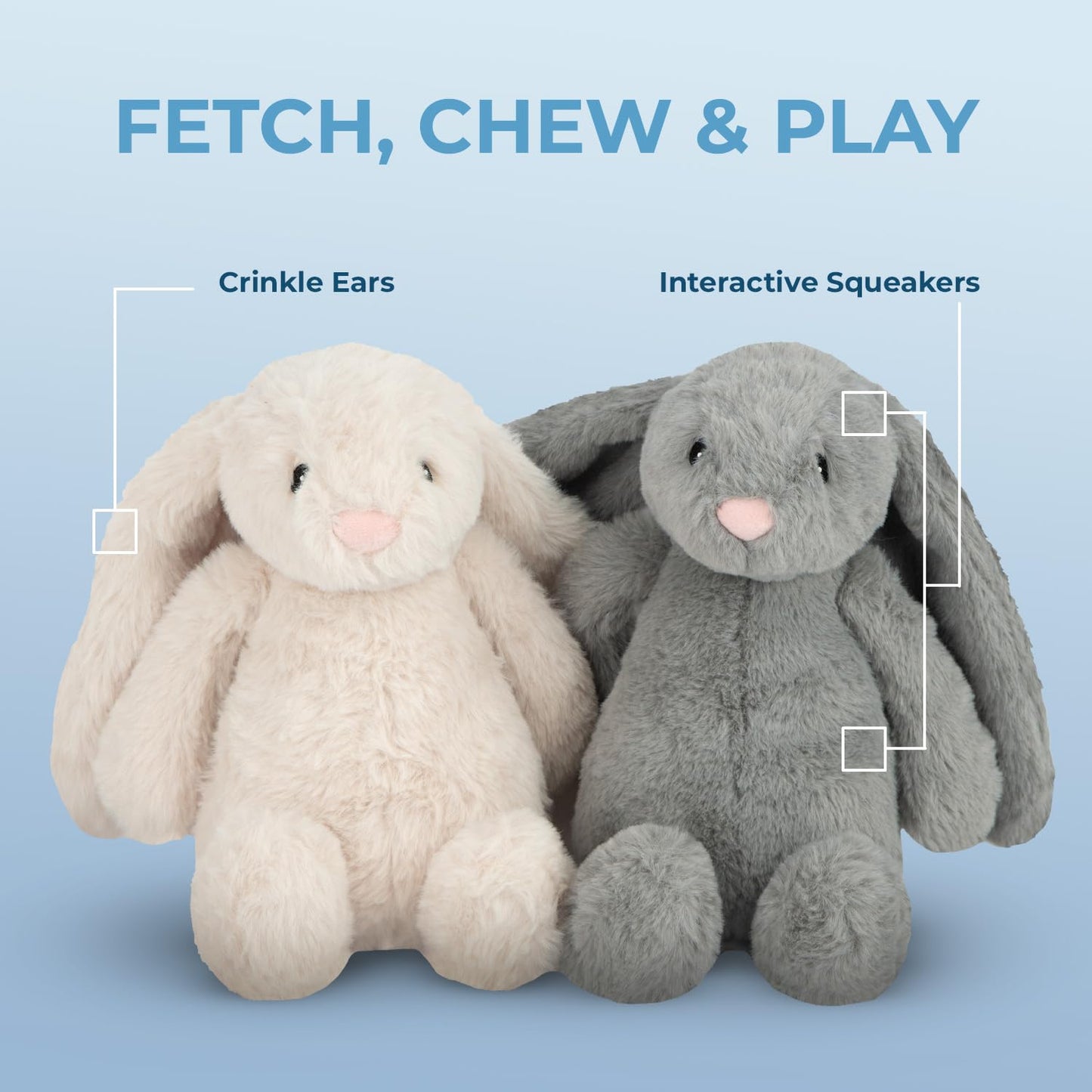 Best Pet Supplies Interactive Bunny Buddy Dog Toy with Crinkle and Squeaky Enrichment for Small and Medium Breed Puppies or Dogs, Cute and Plush - Bunny (Beige)