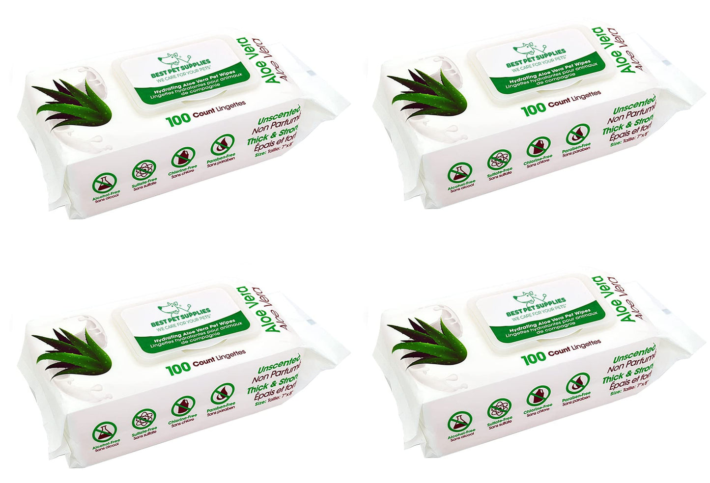 Best Pet Supplies 8" x 9" Pet Grooming Wipes for Dogs & Cats, 100 Pack, Plant-Based Deodorizer for Coats & Dry, Itchy, or Sensitive Skin, Clean Ears, Paws, & Butt - Calming Lavender