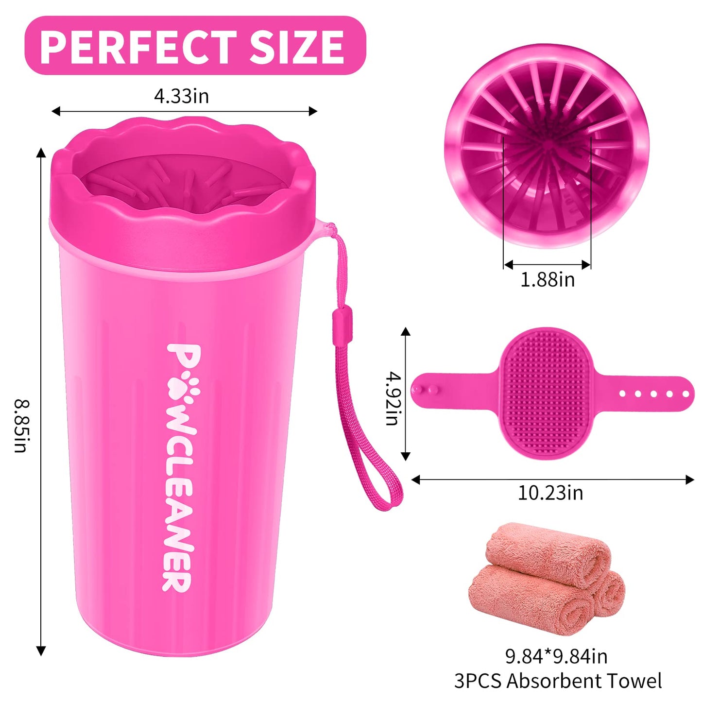 Dog Paw Cleaner, Washer, Buddy Muddy Pet Foot Cleaner for Small Medium Large Breed Dogs/Cats (with 3 absorbent towel)