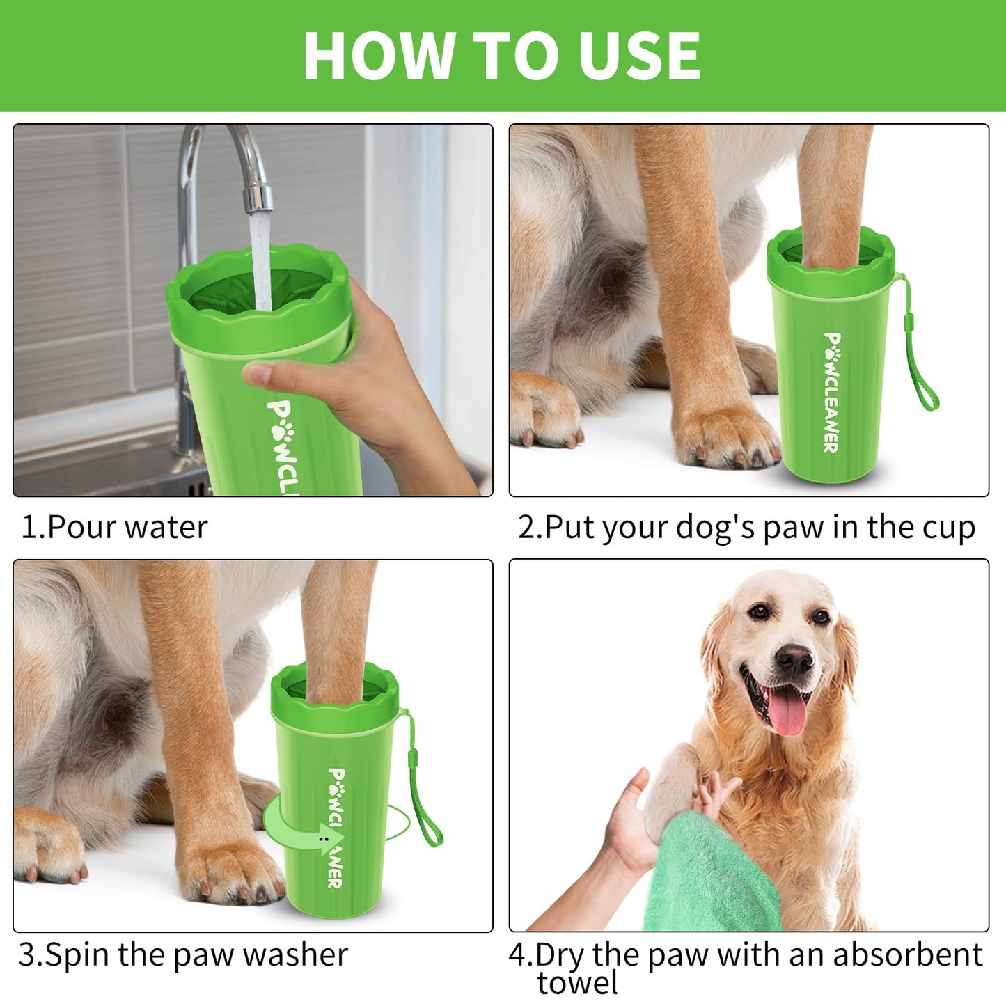 Dog Paw Cleaner, Washer, Buddy Muddy Pet Foot Cleaner for Small Medium Large Breed Dogs/Cats (with 3 absorbent towel)