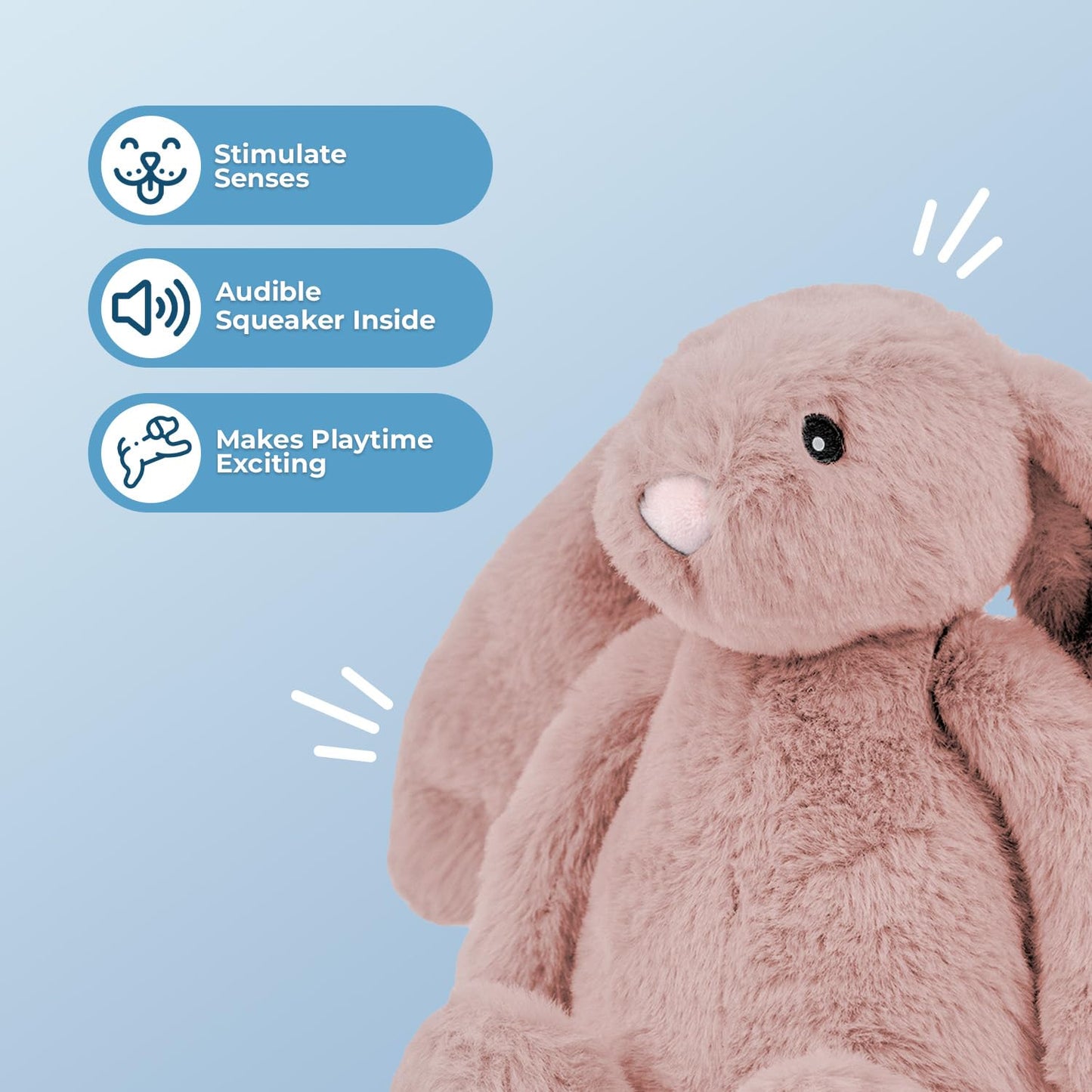 Best Pet Supplies Interactive Bunny Buddy Dog Toy with Crinkle and Squeaky Enrichment for Small and Medium Breed Puppies or Dogs, Cute and Plush - Bunny (Beige)