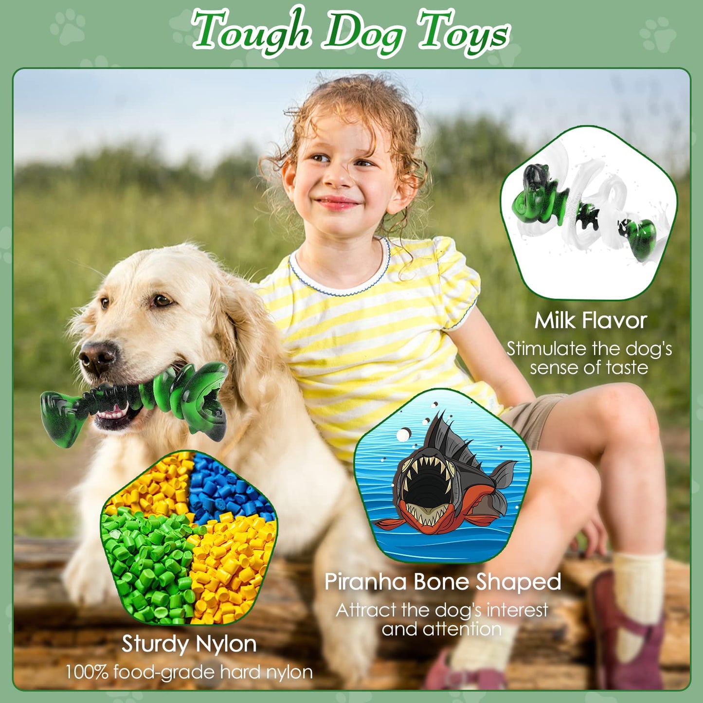 Dog Toys for Aggresive Chewers:Dog Toys for Large Dogs - Tough Dog Chew Toys - Indestructible Dog Toys for All Breed Sizes to Keep Them Busy