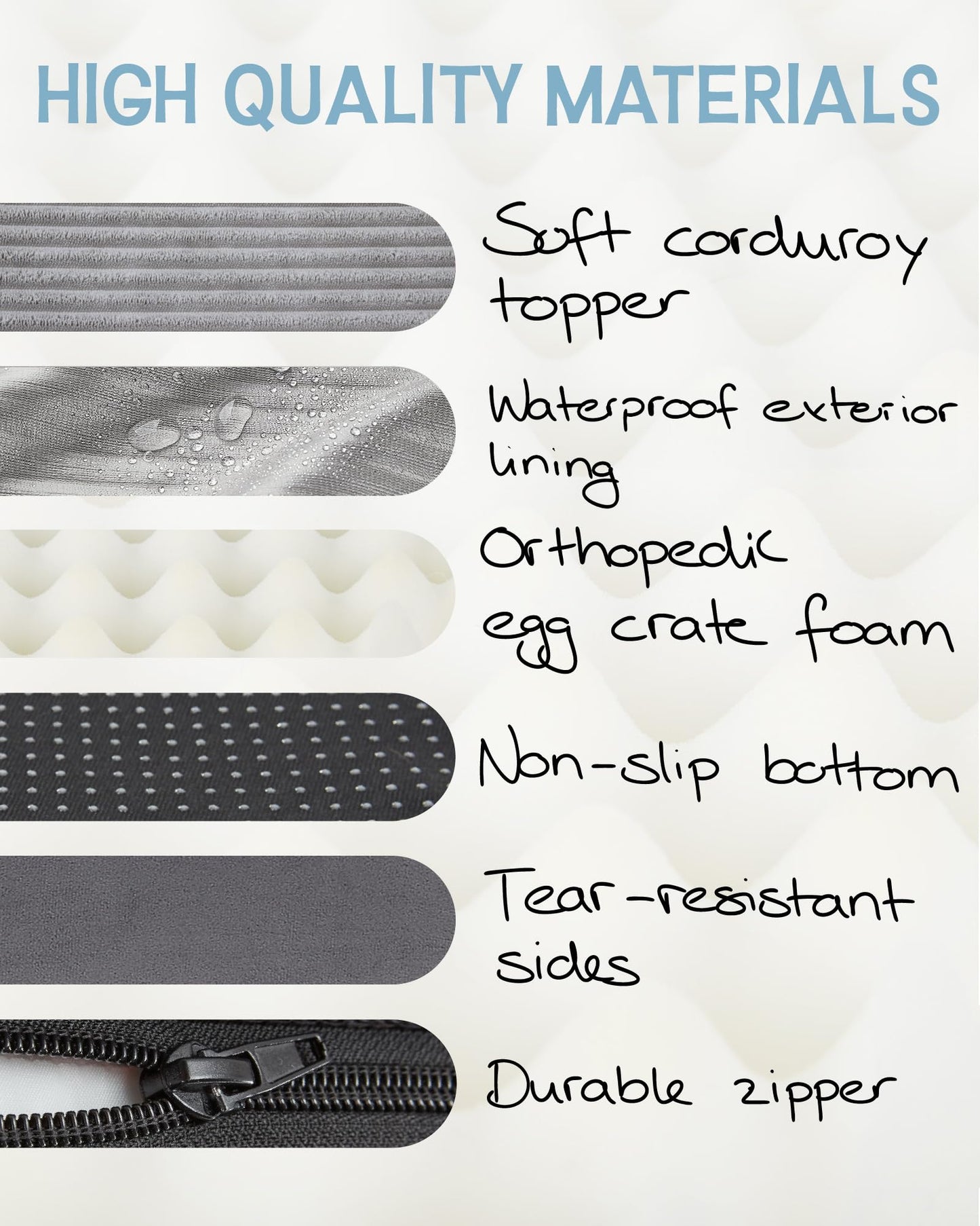 35 Inch Orthopedic Waterproof & Machine Washable Dog Bed with Egg Crate Foam Support, Non-Slip Bottom and Removable Pet Bed Cover for Extra Large, Large, Medium, Small Dogs (Gray)