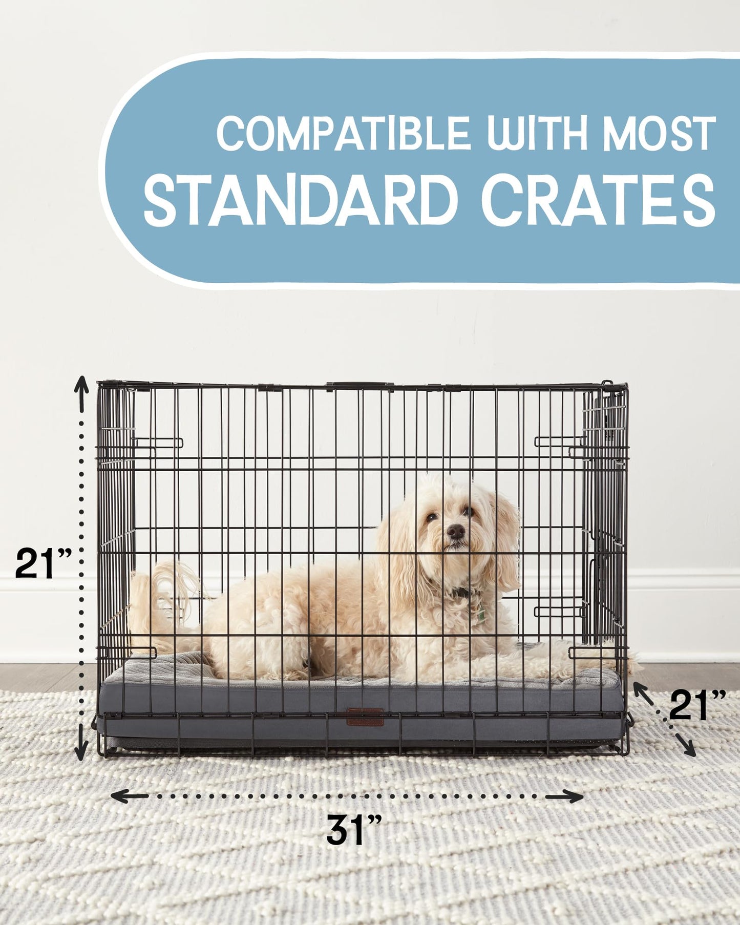 35 Inch Orthopedic Waterproof & Machine Washable Dog Bed with Egg Crate Foam Support, Non-Slip Bottom and Removable Pet Bed Cover for Extra Large, Large, Medium, Small Dogs (Gray)