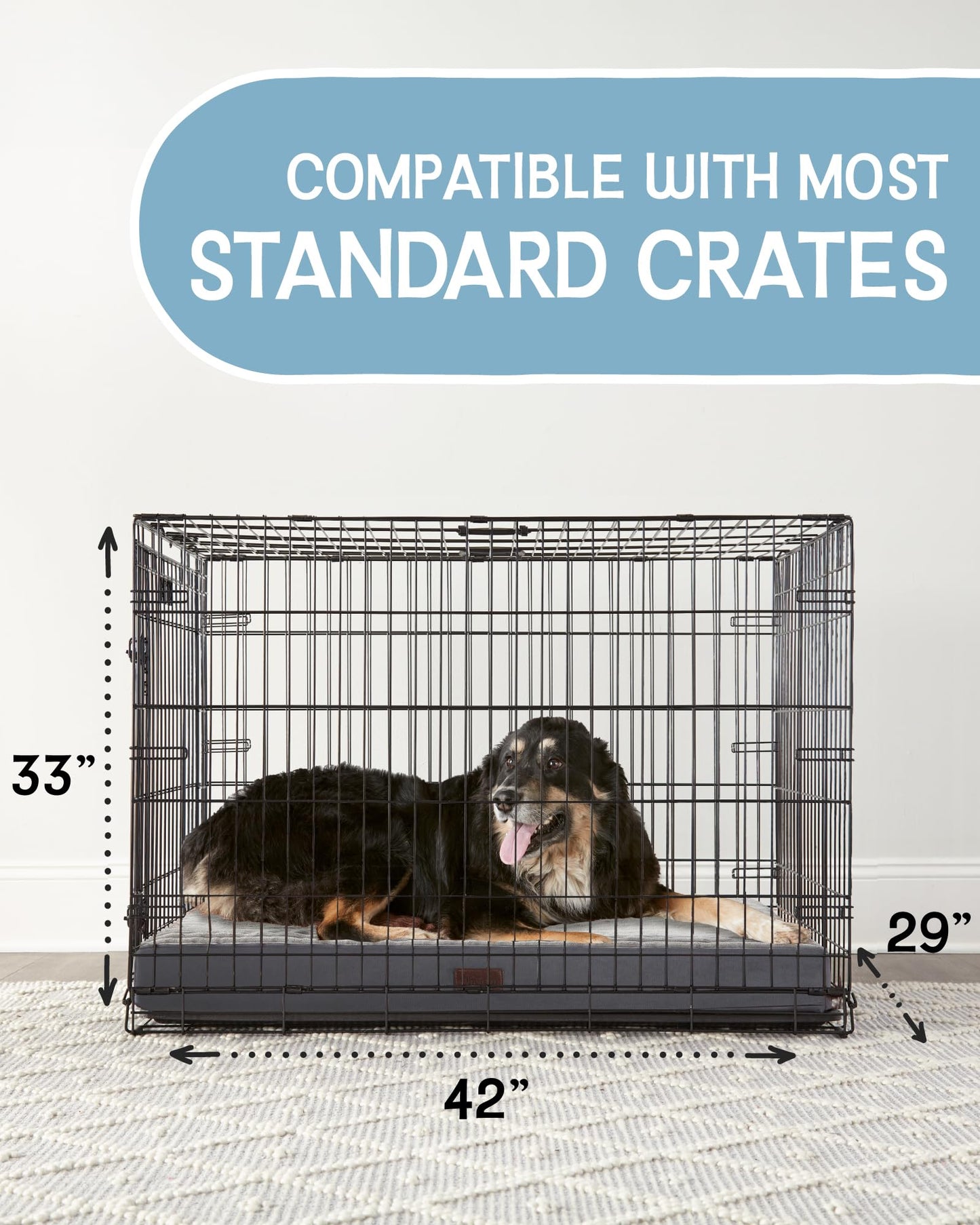 35 Inch Orthopedic Waterproof & Machine Washable Dog Bed with Egg Crate Foam Support, Non-Slip Bottom and Removable Pet Bed Cover for Extra Large, Large, Medium, Small Dogs (Gray)