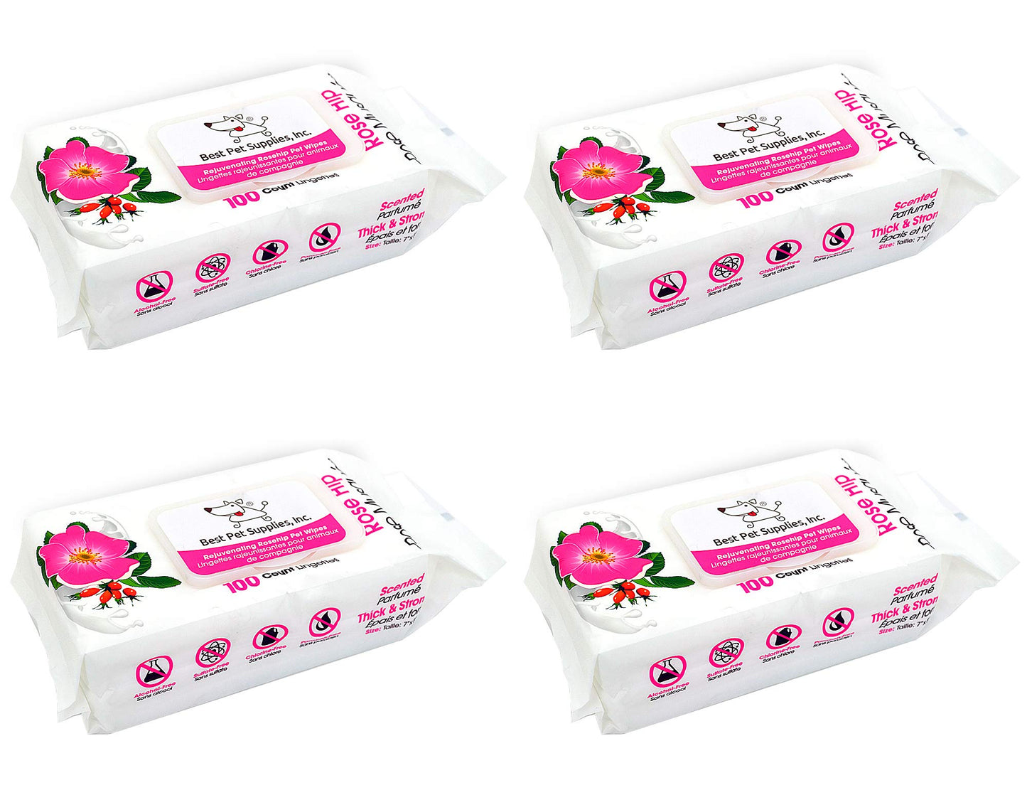 Best Pet Supplies 8" x 9" Pet Grooming Wipes for Dogs & Cats, 100 Pack, Plant-Based Deodorizer for Coats & Dry, Itchy, or Sensitive Skin, Clean Ears, Paws, & Butt - Calming Lavender