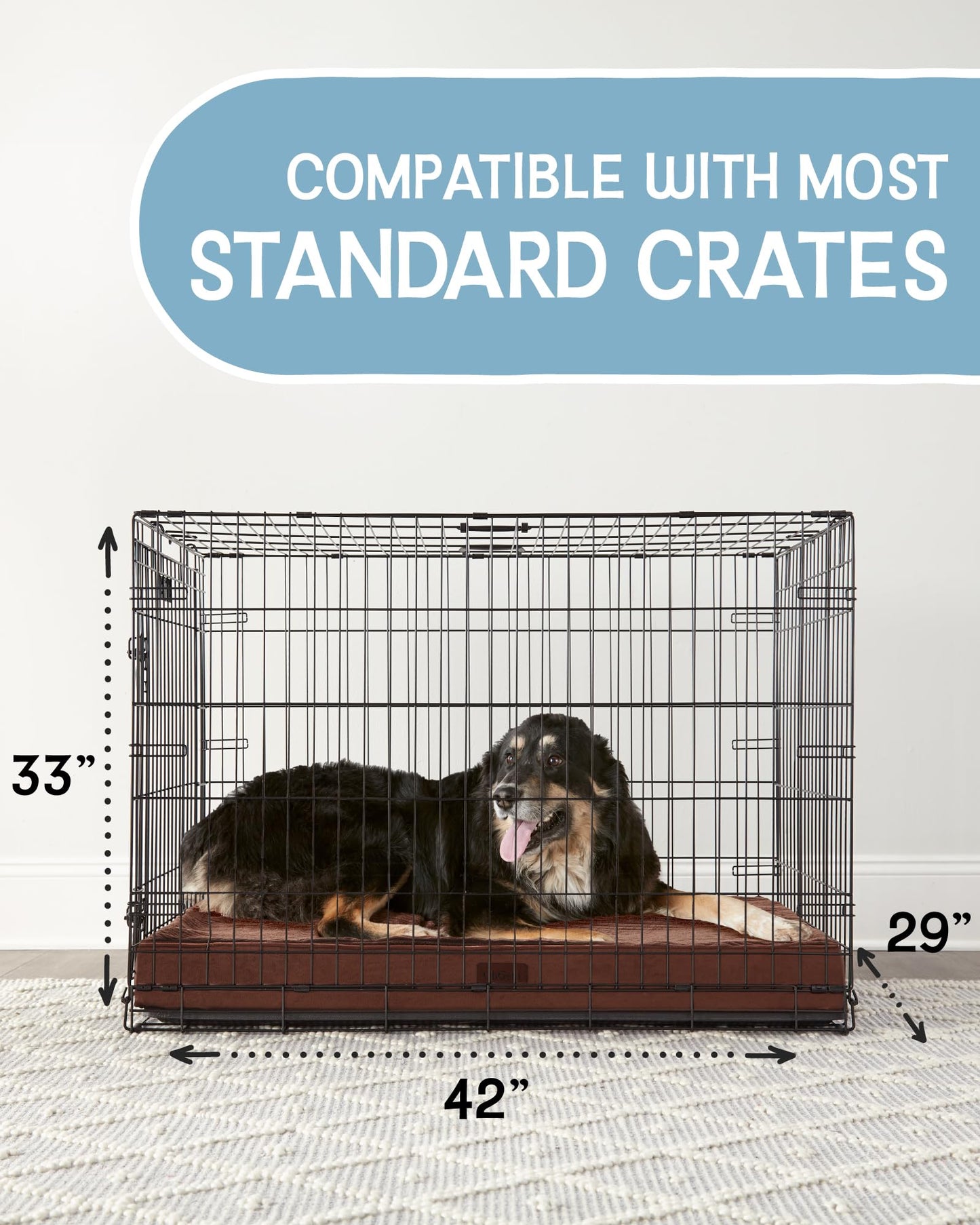 35 Inch Orthopedic Waterproof & Machine Washable Dog Bed with Egg Crate Foam Support, Non-Slip Bottom and Removable Pet Bed Cover for Extra Large, Large, Medium, Small Dogs (Gray)