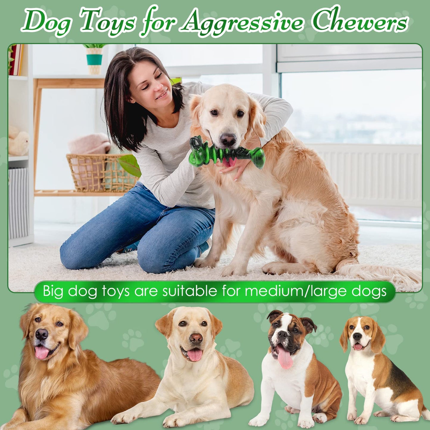 Dog Toys for Aggresive Chewers:Dog Toys for Large Dogs - Tough Dog Chew Toys - Indestructible Dog Toys for All Breed Sizes to Keep Them Busy