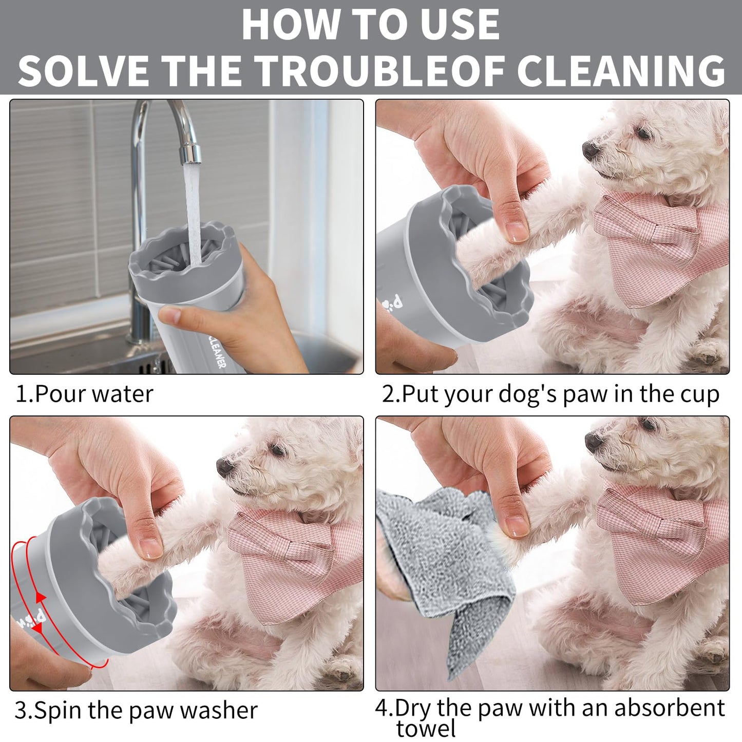 Dog Paw Cleaner, Washer, Buddy Muddy Pet Foot Cleaner for Small Medium Large Breed Dogs/Cats (with 3 absorbent towel)