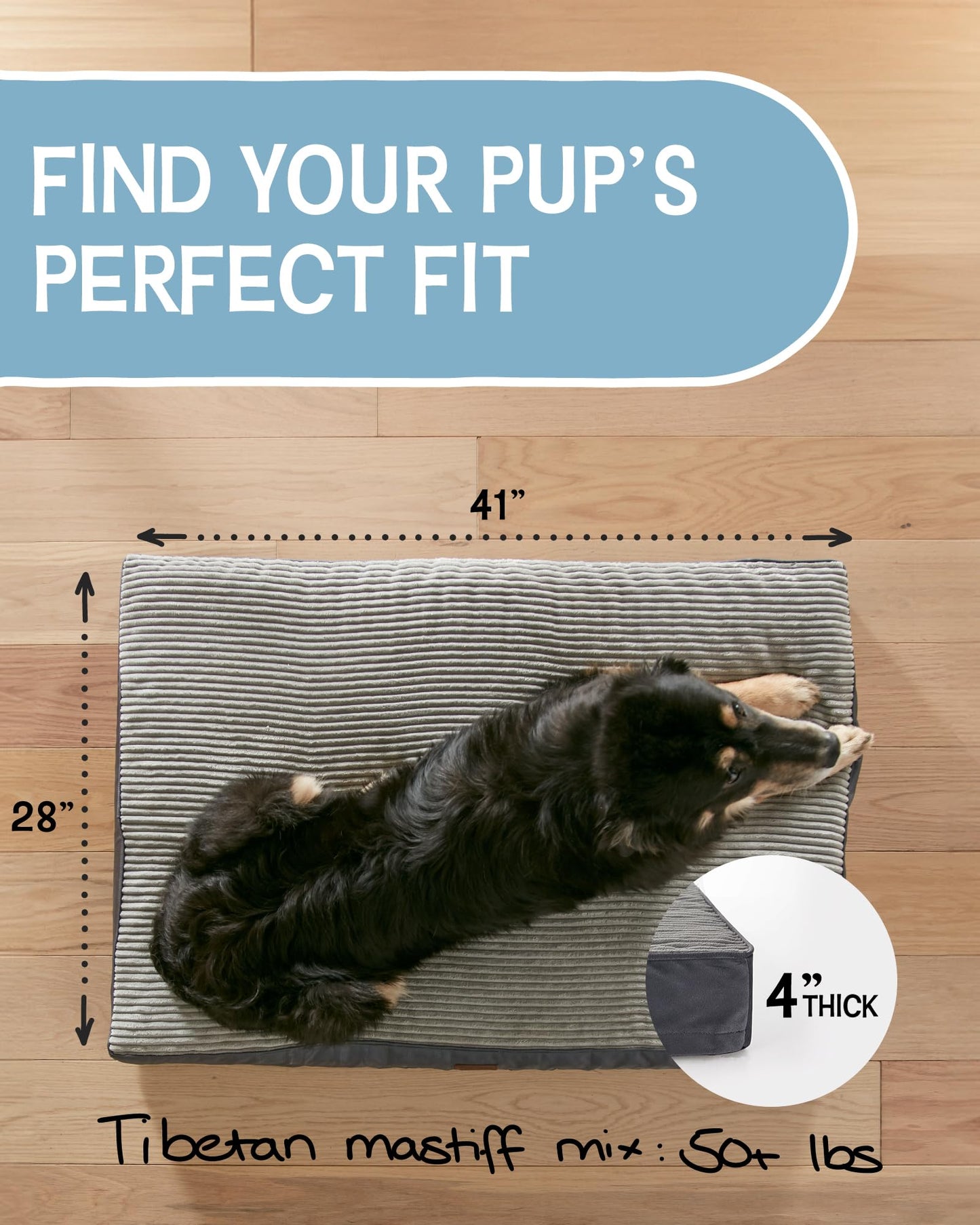 35 Inch Orthopedic Waterproof & Machine Washable Dog Bed with Egg Crate Foam Support, Non-Slip Bottom and Removable Pet Bed Cover for Extra Large, Large, Medium, Small Dogs (Gray)