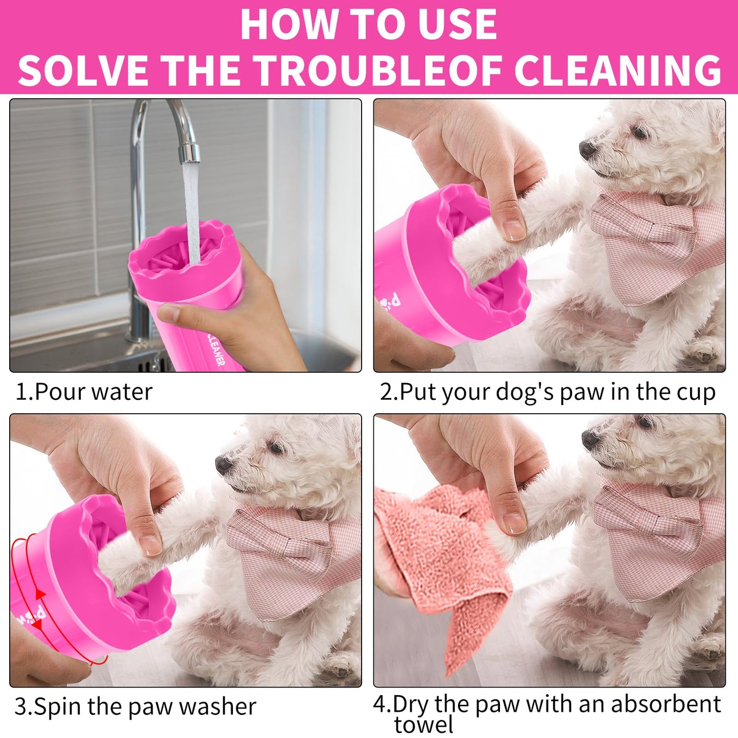 Dog Paw Cleaner, Washer, Buddy Muddy Pet Foot Cleaner for Small Medium Large Breed Dogs/Cats (with 3 absorbent towel)