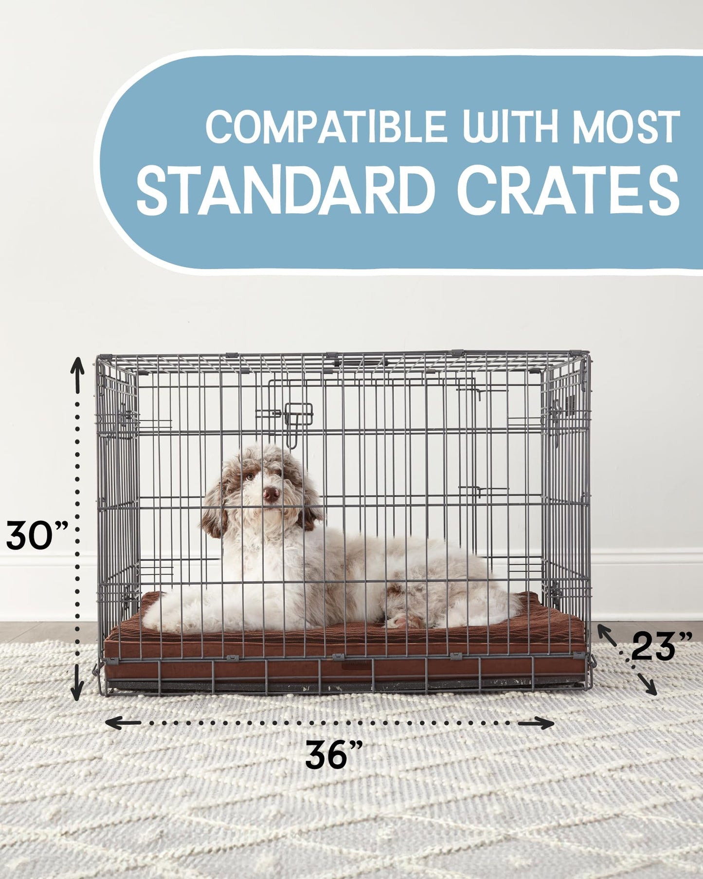 35 Inch Orthopedic Waterproof & Machine Washable Dog Bed with Egg Crate Foam Support, Non-Slip Bottom and Removable Pet Bed Cover for Extra Large, Large, Medium, Small Dogs (Gray)