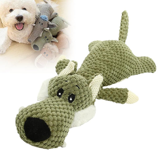 Dog Plush Toys for Aggressive Chewers, 2024 New Dog Toys Indestructible Dog Squeaky Toys Dog Puppy Chew Toys, Durable Chew Toys Dog Plush Toy to Keep Them Busy (Green Wolf)