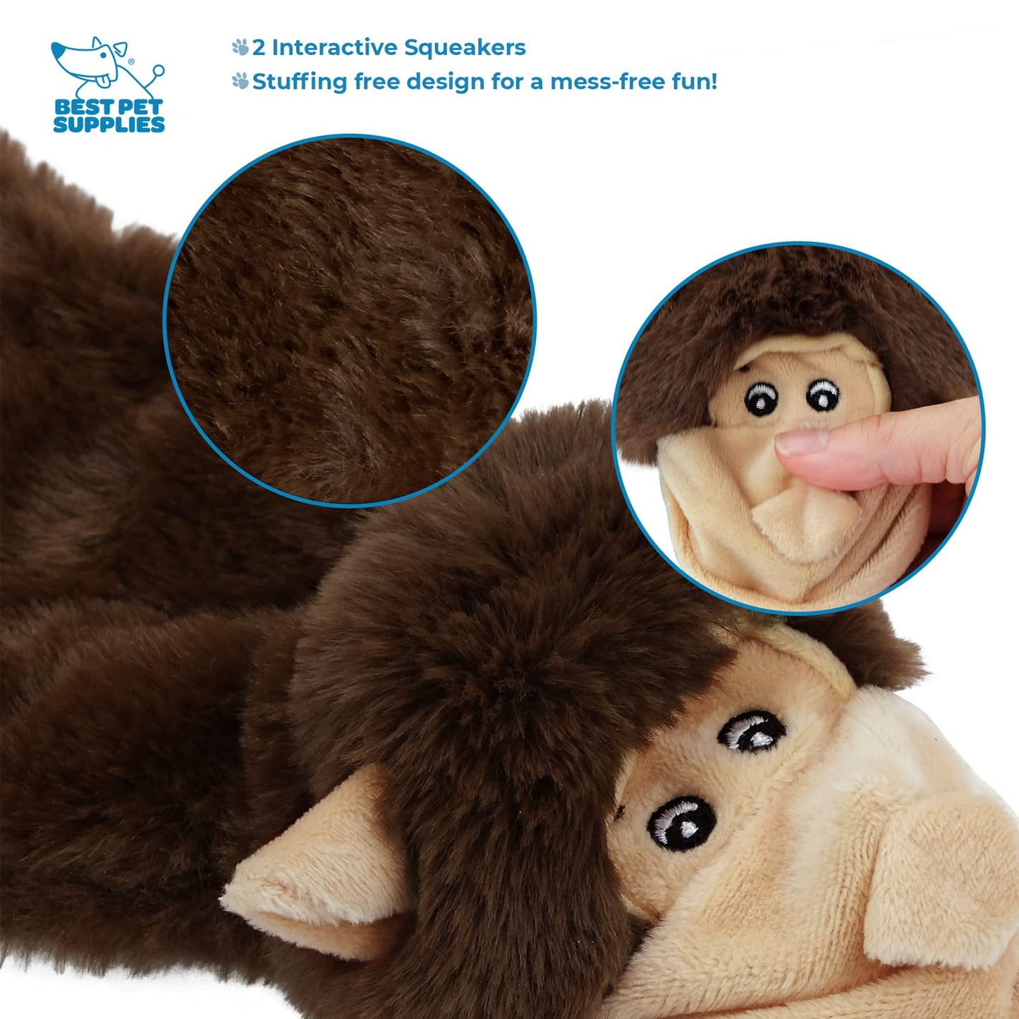 Best Pet Supplies Interactive Bunny Buddy Dog Toy with Crinkle and Squeaky Enrichment for Small and Medium Breed Puppies or Dogs, Cute and Plush - Bunny (Beige)