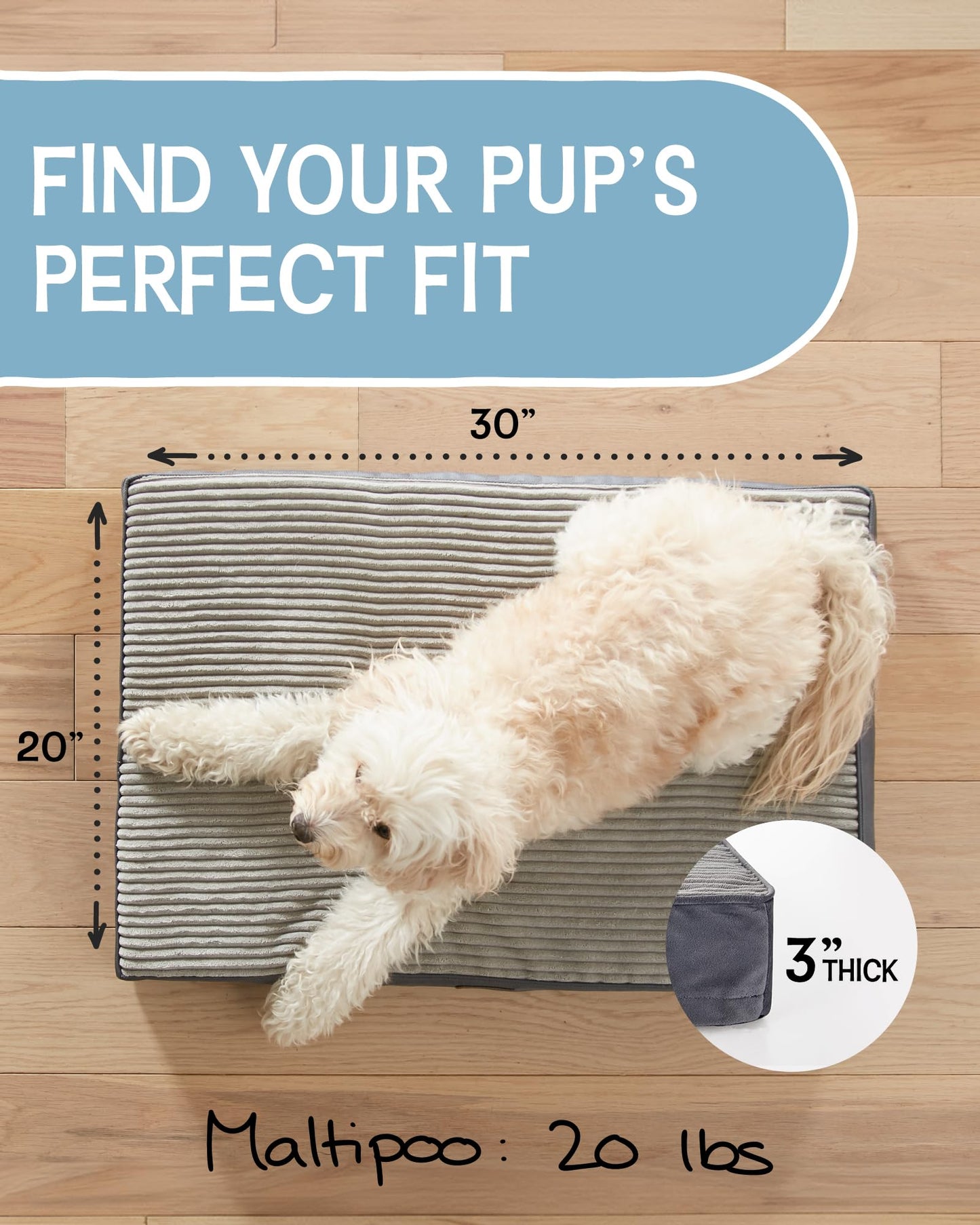 35 Inch Orthopedic Waterproof & Machine Washable Dog Bed with Egg Crate Foam Support, Non-Slip Bottom and Removable Pet Bed Cover for Extra Large, Large, Medium, Small Dogs (Gray)